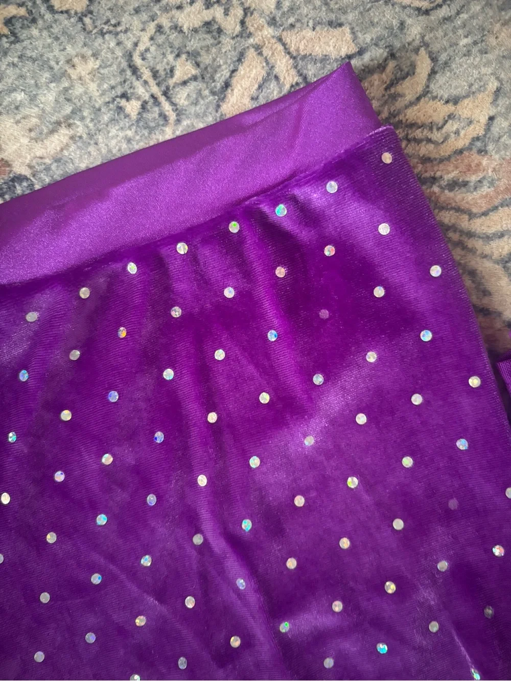 Girls' Purple Velvet Heart-Belt Dance Romper